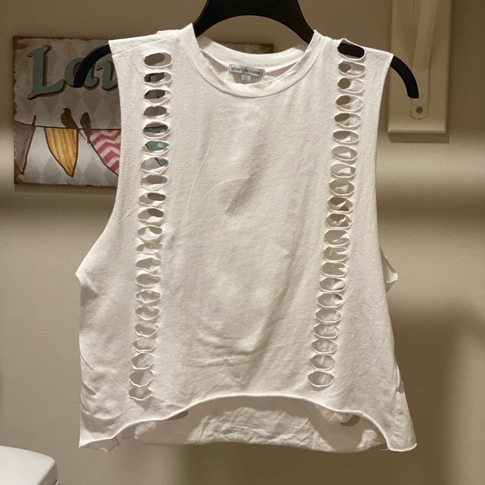 White ripped top